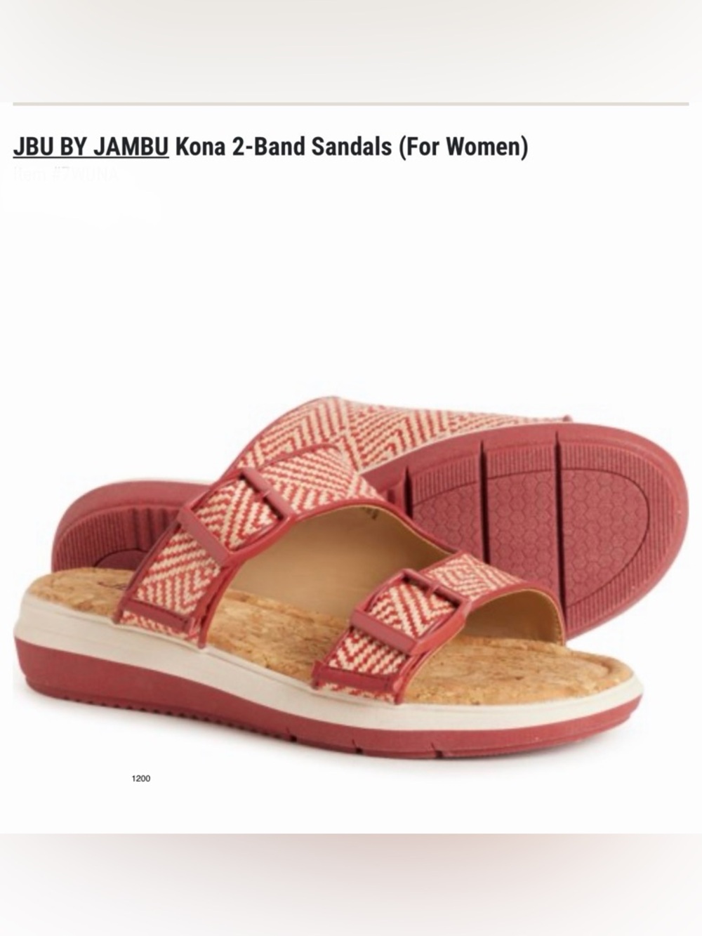 *new* JBU Women's Kona 2-Band Sandals - Red/Cream Raffia